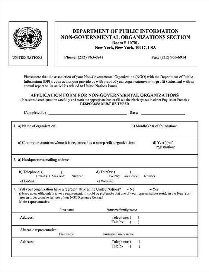 Page 1, 1991 united nations application form