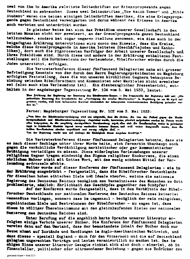 Rutherford's Letter to Hitler German page 2