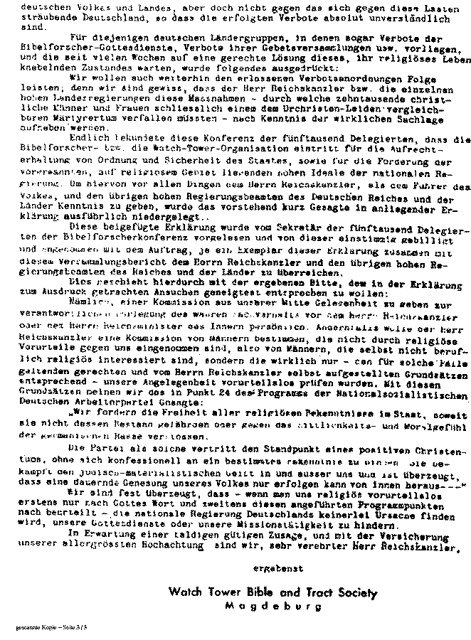 Rutherford's Letter to Hitler German page 1